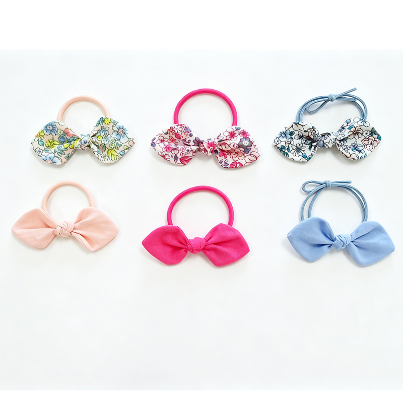 Kids' Floral & Solid Bow Hair Tie Set