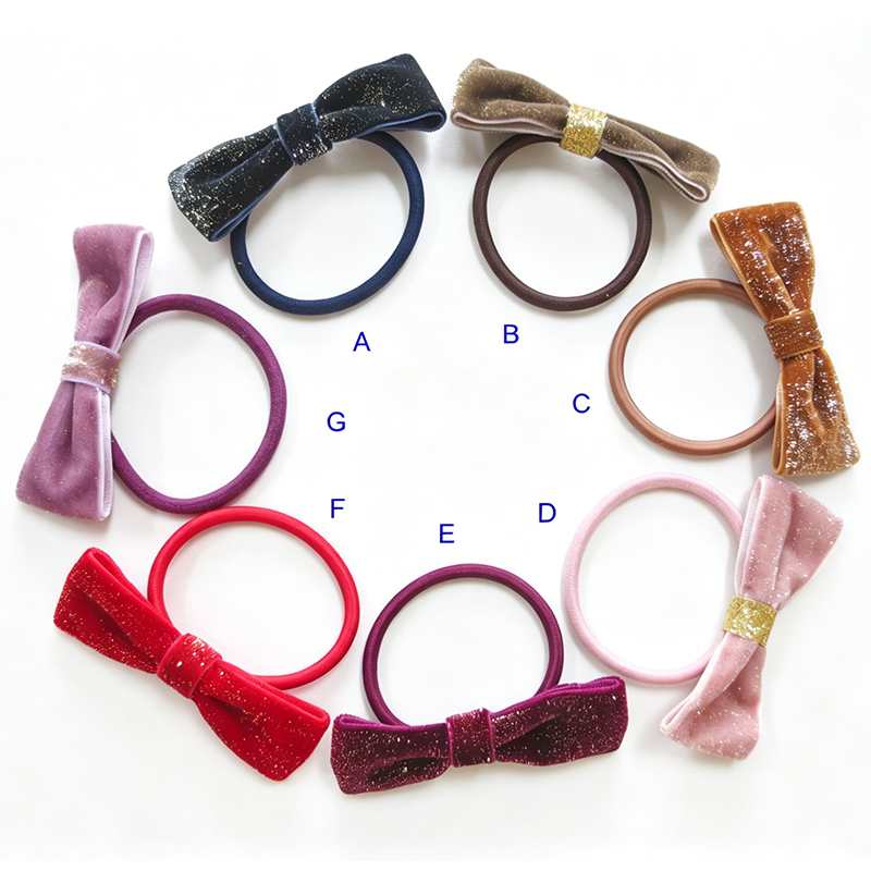 Velvet Glitter Bow Hair Ties