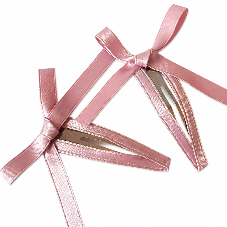 Elegant Black Satin Ribbon Hair Clips