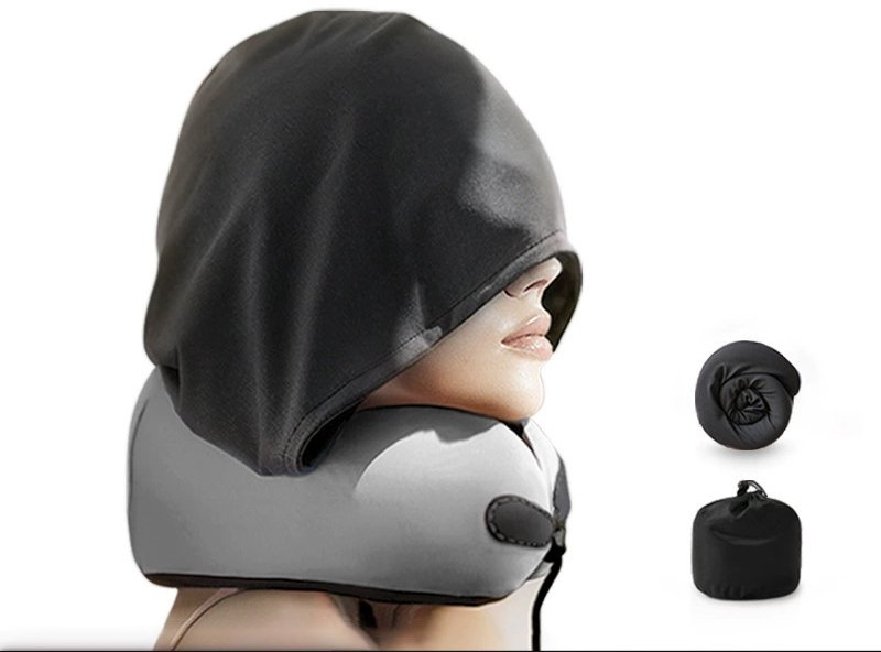 Hooded Memory Foam Travel Neck Pillow