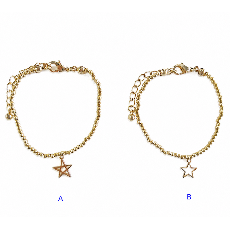 Gold-Tone Beaded Chain Bracelet with Star Charm