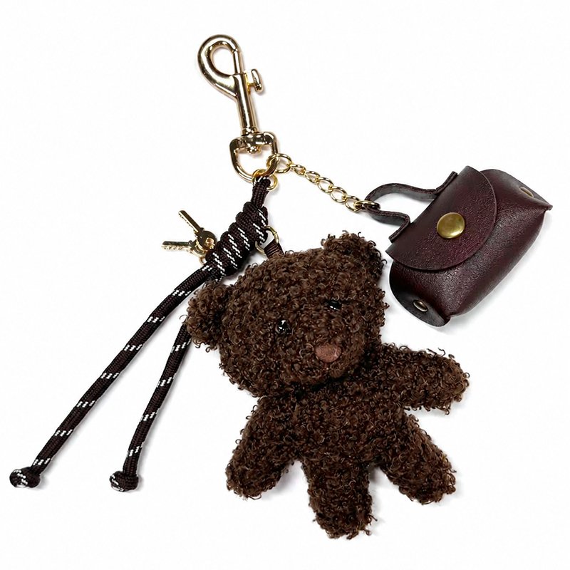 Cute Bear Plush Keychain with Mini Bag