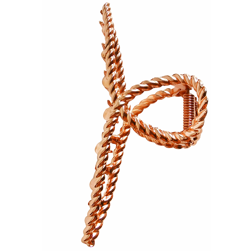 Rose Gold Twisted Rope Bow Hair Claw Clip