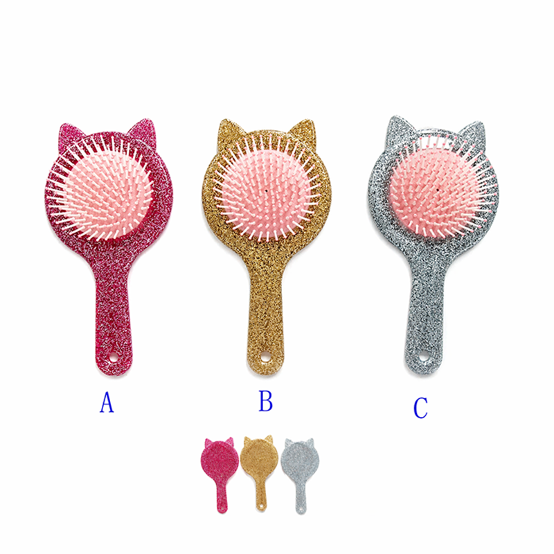 Glitter Cat-Ear Hair Brush Set