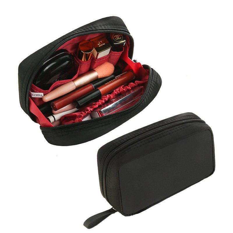 LuxeCase Compact Makeup Organizer with Red Satin Lining & Multi-Compartment Interior