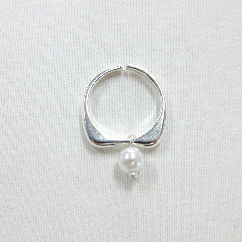 Minimalist Silver-Tone Open Hoop Earring with Dangling Freshwater-Style Pearl