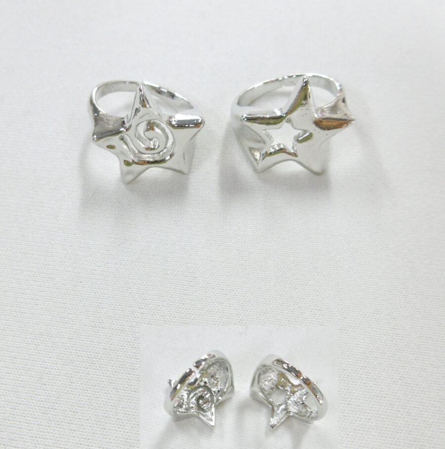Star Swirl & Hollow Star Couples Ring Set