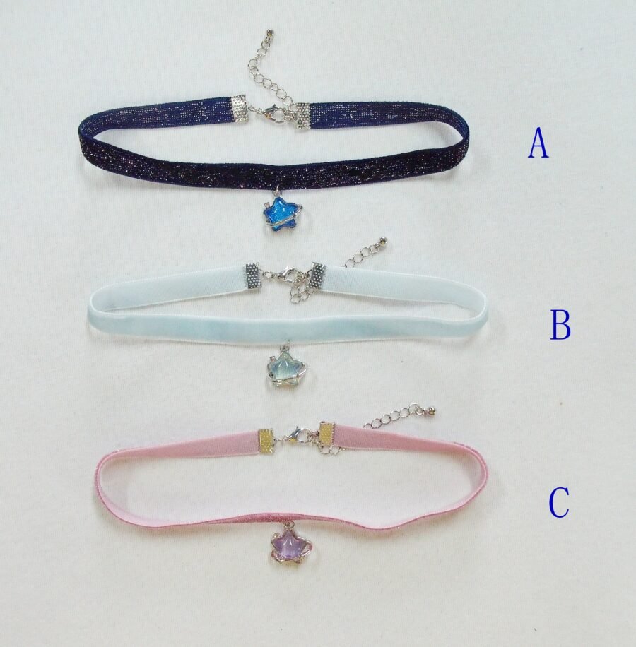 Velvet Star Charm Choker Necklace Set