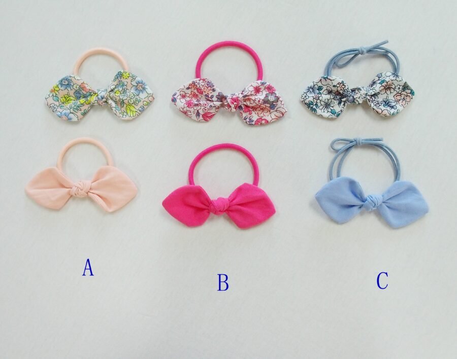 Kids' Floral & Solid Bow Hair Tie Set