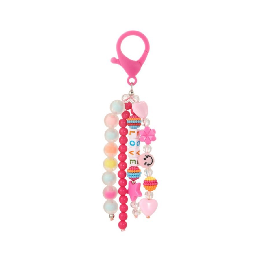 LoveBeads Pink Charm Beaded Keychain