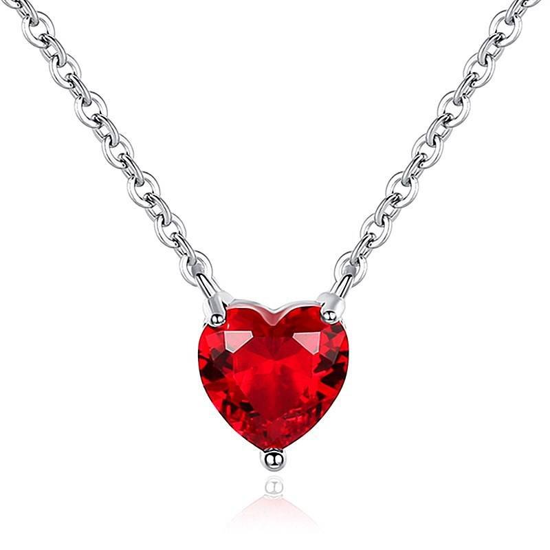 Burgundy Heart Pendant Necklace