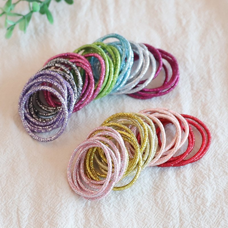 Shimmer Glitter Mini Elastic Hair Ties for Kids - 图片 3